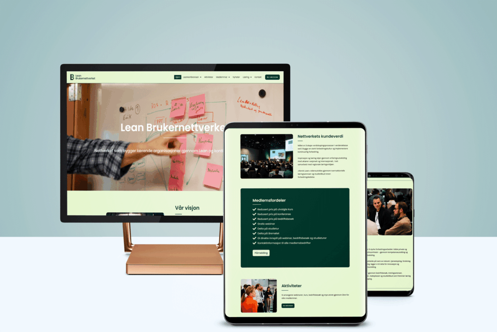 Mockup av nettside.